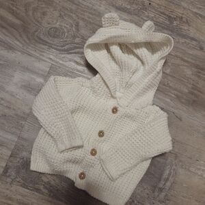 Carter's Cream Button-Up Knit Hoodie